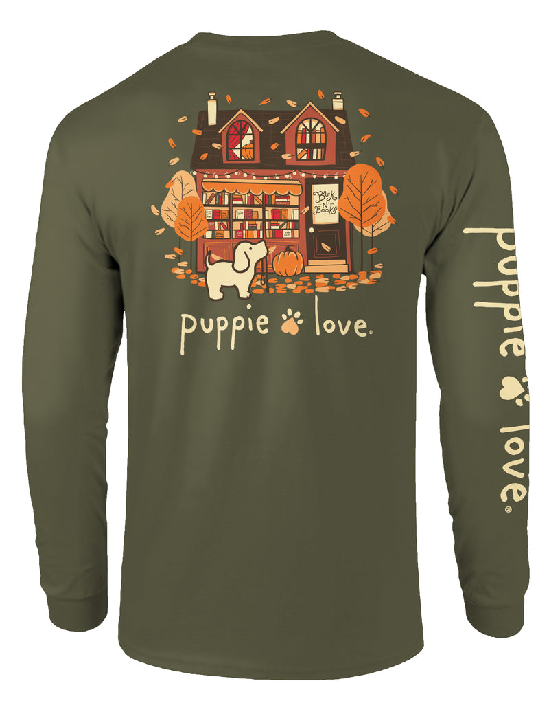 Bookstore Pup Long Sleeve Tee By Puppie Love (Pre-Order 2-3 Weeks)