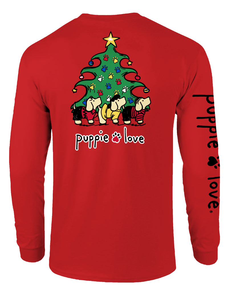 Christmas Tree Album Pups Long Sleeve Tee By Puppie Love (Pre-Order 2-3 Weeks)