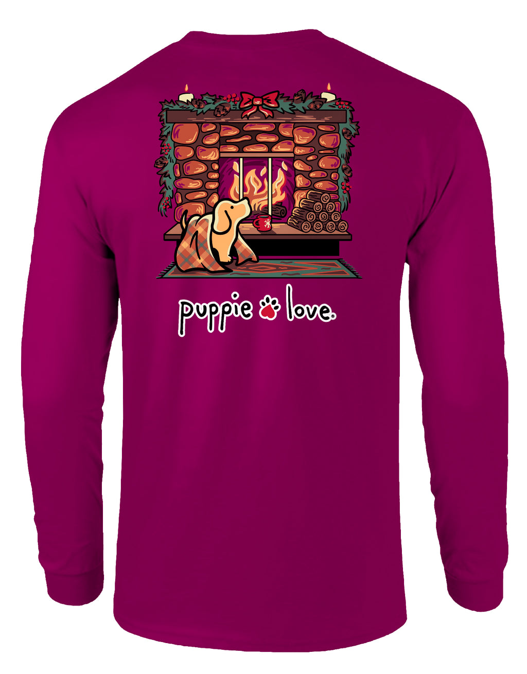 Fireplace Pup Long Sleeve Tee By Puppie Love (Pre-Order 2-3 Weeks)